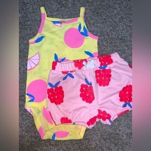 Fruity Baby Onesie & Shorts Set 9 month size